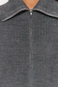 TRENDYOLMİLLA anthracite Wide Pattern Turndown collar Zippered Knitwear Cardigan - Image 3