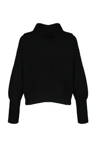 TRENDYOLMİLLA Black Wide Pattern Turndown collar Zippered Knitwear Cardigan - Image 11