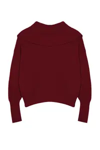 TRENDYOLMİLLA Burgundy Wide Pattern Turndown collar Zippered Knitwear Cardigan - Image 7
