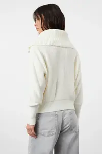 TRENDYOLMİLLA Ecru Wide Pattern Turndown collar Zippered Knitwear Cardigan - Image 5