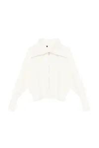 TRENDYOLMİLLA Ecru Wide Pattern Turndown collar Zippered Knitwear Cardigan - Image 6