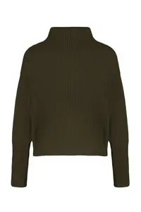 TRENDYOLMİLLA Khaki Wide Pattern Turndown collar Zippered Knitwear Cardigan - Image 9
