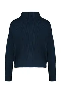 TRENDYOLMİLLA Navy Blue Wide Pattern Turndown collar Zippered Knitwear Cardigan - Image 13