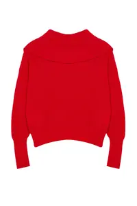 TRENDYOLMİLLA Red Wide Pattern Turndown collar Zippered Knitwear Cardigan - Image 7