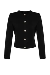 TRENDYOLMİLLA Black Basic Jacket Look Knitwear Cardigan - Image 11