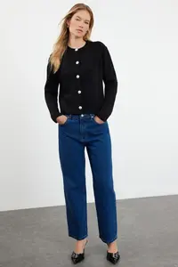 TRENDYOLMİLLA Black Basic Jacket Look Knitwear Cardigan - Image 2
