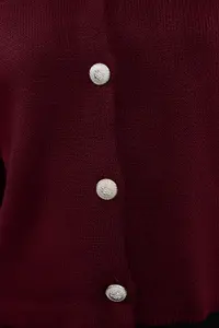 TRENDYOLMİLLA Burgundy Basic Jacket Look Knitwear Cardigan - Image 4