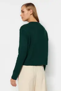 TRENDYOLMİLLA Emerald Green Basic Jacket Look Knitwear Cardigan - Image 10