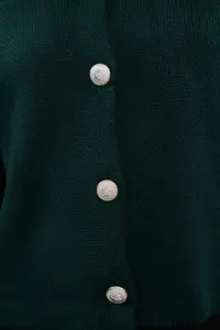 TRENDYOLMİLLA Emerald Green Basic Jacket Look Knitwear Cardigan - Image 4