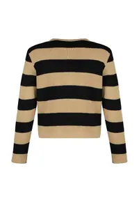 TRENDYOLMİLLA Camel Striped Basic Jacket Look Knitwear Cardigan - Image 9