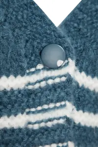 TRENDYOLMİLLA Indigo Soft textured Striped Knitwear Cardigan - Image 7