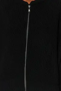 TRENDYOLMİLLA Black Wide Pattern Bomber Jacket Jacket Collar Zippered Knitwear Cardigan - Image 4