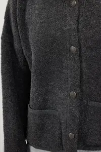 TRENDYOLMİLLA Anthracite Super Wide Pattern Polo Shirt Collar Buklet Knitwear Cardigan - Image 4