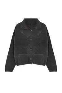 TRENDYOLMİLLA Anthracite Super Wide Pattern Polo Shirt Collar Buklet Knitwear Cardigan - Image 6