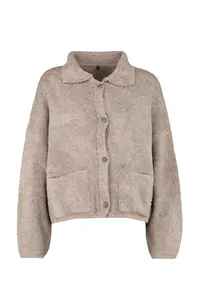 TRENDYOLMİLLA Mink Wide Pattern Polo Shirt Collar Buklet Knitwear Cardigan - Image 6