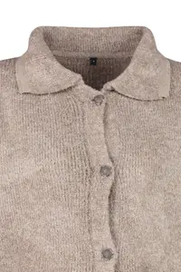 TRENDYOLMİLLA Mink Wide Pattern Polo Shirt Collar Buklet Knitwear Cardigan - Image 7