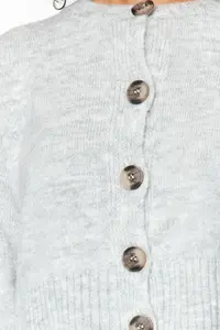 TRENDYOLMİLLA Gray Crop Soft textured buttoned Knitwear Cardigan - Image 4