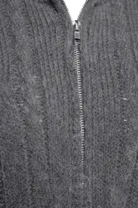 TRENDYOLMİLLA Anthracite Crop Soft textured Zippered Hair Braided Knitwear Cardigan - Image 4
