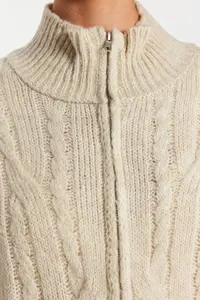 TRENDYOLMİLLA Stone Crop Soft textured Zippered Hair Braided Knitwear Cardigan - Image 5