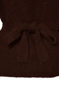 TRENDYOLMİLLA Brown Soft textured Double breasted Collar Knitwear Cardigan - Image 8