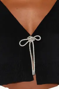 TRENDYOLMİLLA Black Super Crop Basic with bow Knitwear Cardigan - Image 8
