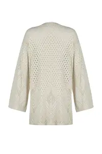 TRENDYOLMİLLA Stone Wide Pattern Midi Cellular/Perforated Knitwear Cardigan - Image 8