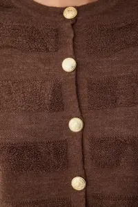 TRENDYOLMİLLA Brown Crew Neck Knitwear Cardigan - Image 3