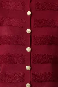 TRENDYOLMİLLA Burgundy Crew Neck Knitwear Cardigan - Image 4