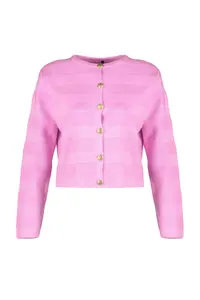 TRENDYOLMİLLA Pink Crew Neck Jacket Look Knitwear Cardigan - Image 6