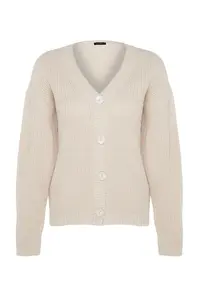 TRENDYOLMİLLA Stone Basic V-neck Knitwear Cardigan - Image 6