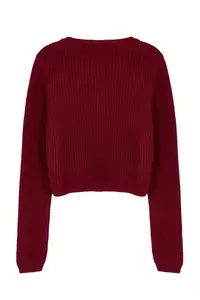 TRENDYOLMİLLA Burgundy Super Crop Basic Knitwear Cardigan - Image 7