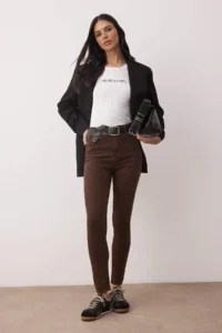 TRENDYOLMİLLA Brown High Waist Flexible skinny jeans