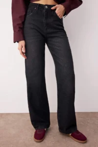 TRENDYOLMİLLA Black High Waist Wide Leg Wide Leg 100% Cotton Non-Stretch jeans - Image 3