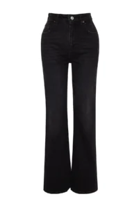 TRENDYOLMİLLA Black High Waist Wide Leg Wide Leg 100% Cotton Non-Stretch jeans - Image 5