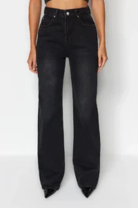 TRENDYOLMiLLA Black High Waist Wide Leg Wide Leg 100% Cotton Non-Stretch jeans - Image 4