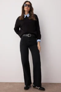 TRENDYOLMİLLA Black High Waist Wide Leg Wide Leg 100% Cotton Non-Stretch jeans - Image 5