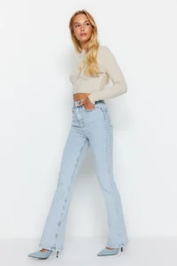 TRENDYOLMİLLA Light Blue High Waist Middle Flexible Flare jeans flared leg - Image 2