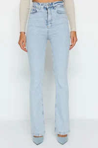 TRENDYOLMİLLA Light Blue High Waist Middle Flexible Flare jeans flared leg - Image 4