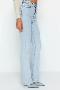 TRENDYOLMİLLA Light Blue High Waist Middle Flexible Flare jeans flared leg - Image 5