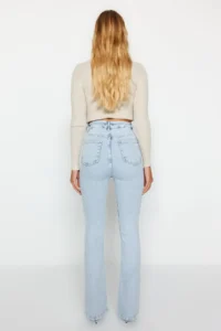 TRENDYOLMİLLA Light Blue High Waist Middle Flexible Flare jeans flared leg - Image 7