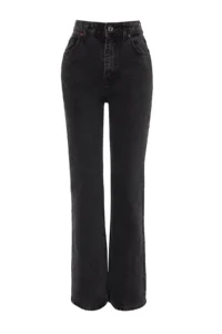 TRENDYOLMİLLA Anthracite High Waist Wide Leg Wide Leg 100% Cotton Non-Stretch jeans - Image 11