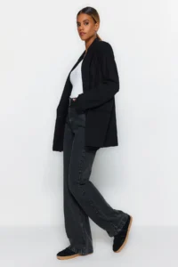 TRENDYOLMİLLA Anthracite High Waist Wide Leg Wide Leg 100% Cotton Non-Stretch jeans - Image 7