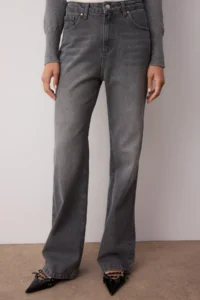 TRENDYOLMİLLA Gray High Waist Wide Leg Wide Leg 100% Cotton Non-Stretch jeans - Image 3