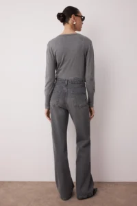 TRENDYOLMİLLA Gray High Waist Wide Leg Wide Leg 100% Cotton Non-Stretch jeans - Image 4