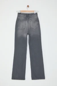 TRENDYOLMİLLA Gray High Waist Wide Leg Wide Leg 100% Cotton Non-Stretch jeans - Image 6