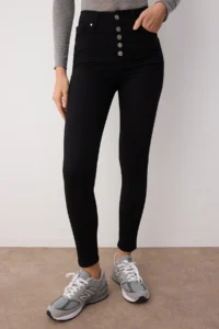 TRENDYOLMİLLA Fading Black Front buttoned High Waist Extra Flexible skinny Bodysuit hugging jeans - Image 3