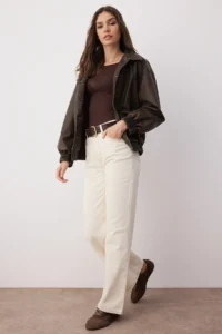 TRENDYOLMİLLA Ecru High Waist Wide Leg Wide Leg jeans - Image 2