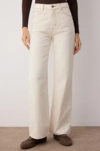 TRENDYOLMİLLA Ecru High Waist Wide Leg Wide Leg jeans - Image 3
