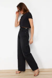 TRENDYOLMİLLA Black More Sustainable Bol Kesim High Waist Loose Baggy jeans