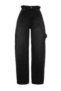 TRENDYOLMİLLA Black More Sustainable Bol Kesim High Waist Loose Baggy jeans - Image 7